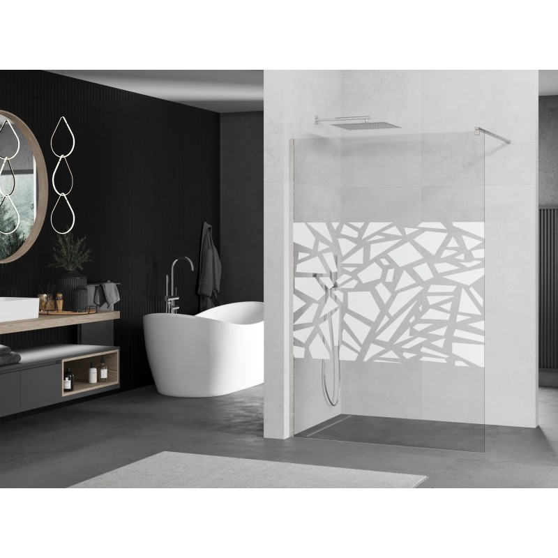 Mexen Kioto paroi de douche Walk-in 100 x 200 cm, motif blanc 8 mm, nickel brossé - 800-100-101-97-85
