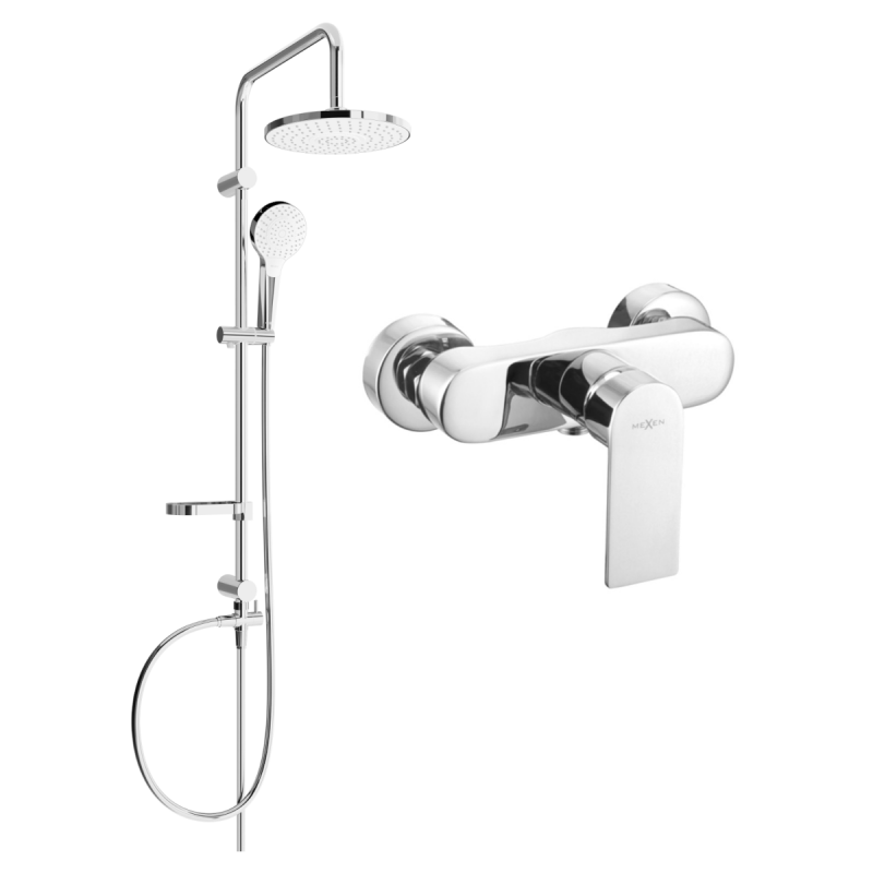 Ensemble de douche apparent Mexen Erik avec pommeau et mitigeur Royo, chrome - 72240205-00
