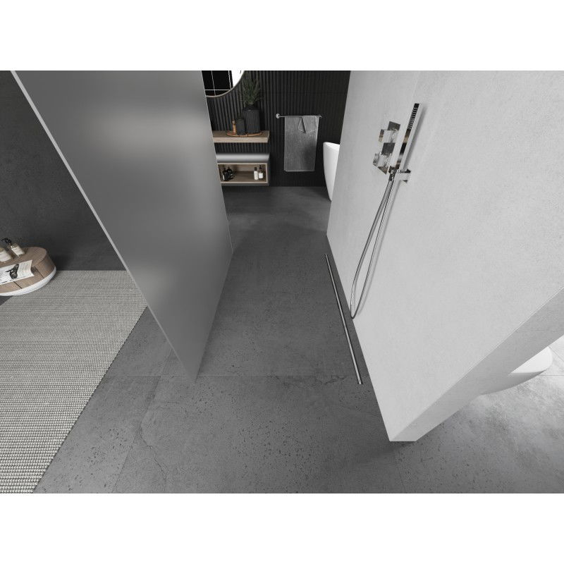 Mexen Kioto paroi de douche autoportante 140 x 200 cm, givrée 8 mm, nickel brossé - 800-140-002-97-30