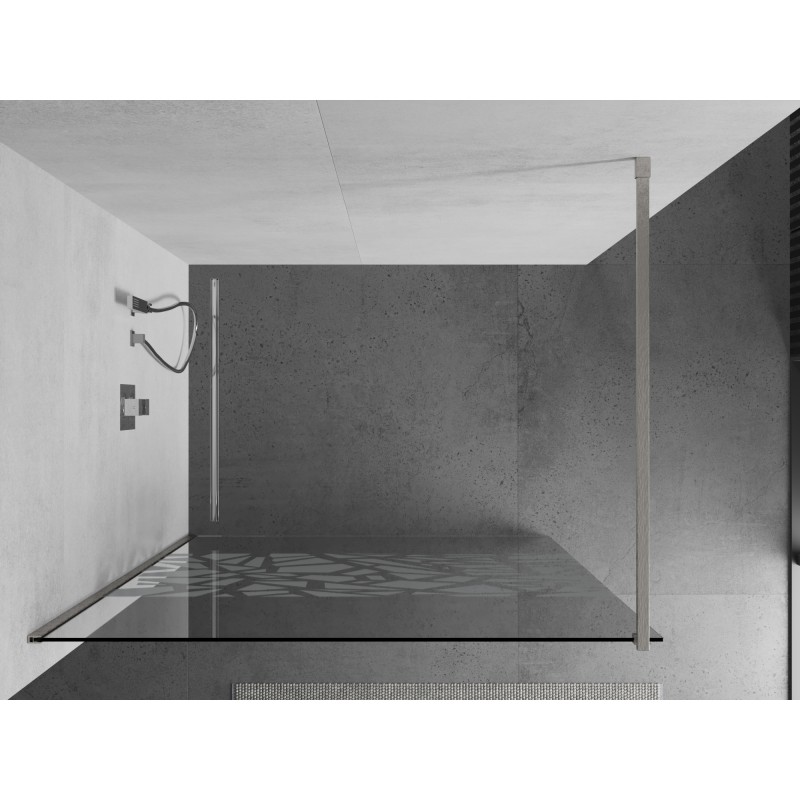 Mexen Kioto paroi de douche Walk-in 120 x 200 cm, motif blanc 8 mm, nickel brossé - 800-120-101-97-85