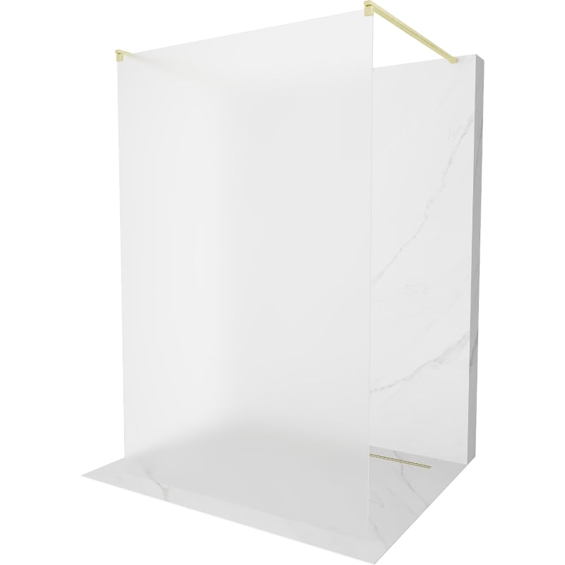 Mexen Kioto paroi de douche autoportante 100 x 200 cm, givrée 8 mm, or brossé - 800-100-002-55-30