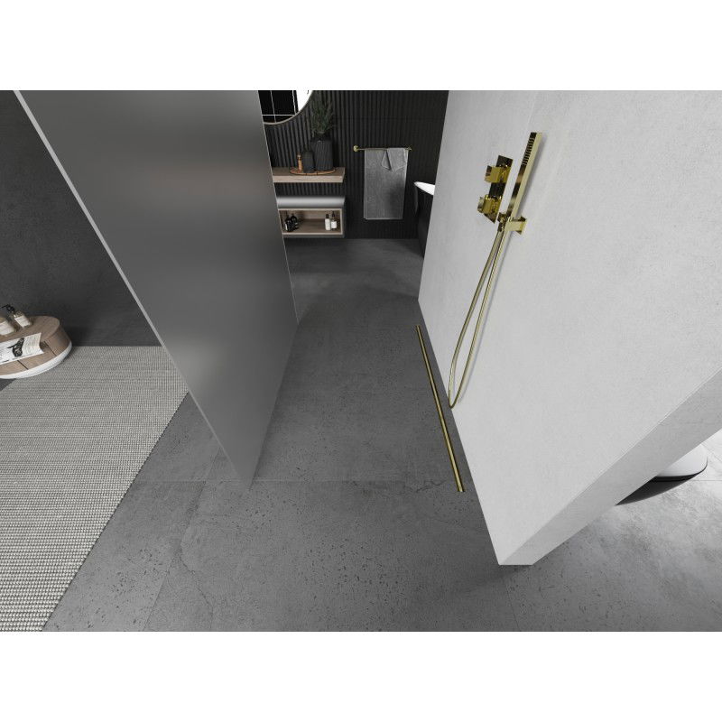 Mexen Kioto paroi de douche autoportante 120 x 200 cm, givre 8 mm, or brossé - 800-120-002-55-30