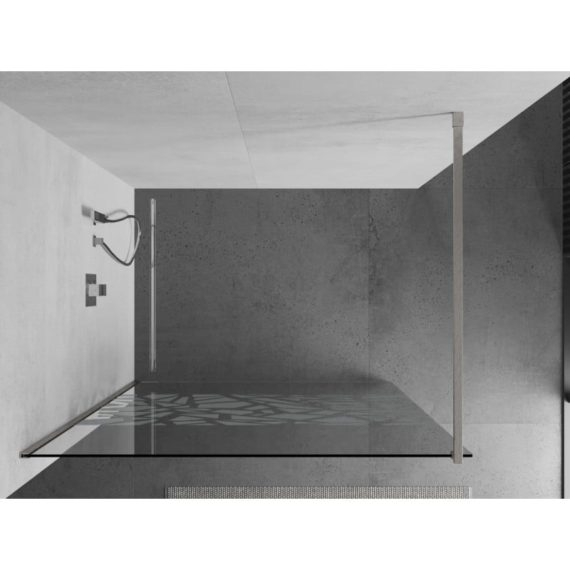 Mexen Kioto paroi de douche Walk-in 140 x 200 cm, motif blanc 8 mm, nickel brossé - 800-140-101-97-85