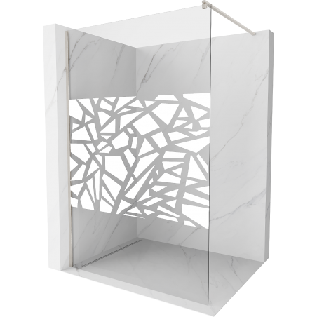 Mexen Kioto paroi de douche Walk-in 140 x 200 cm, motif blanc 8 mm, nickel brossé - 800-140-101-97-85