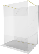 Mexen Kioto paroi de douche autoportante 100 x 200 cm, transparent/givré 8 mm, or brossé - 800-100-002-55-35