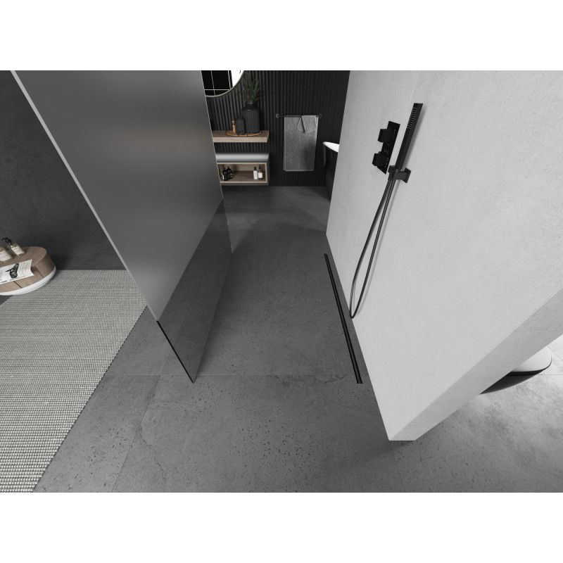 Mexen Kioto paroi de douche autoportante 140 x 200 cm, transparent/givre 8 mm, gris canon brossé - 800-140-002-66-35
