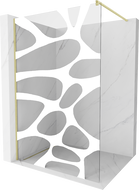 Mexen Kioto paroi de douche Walk-in 90 x 200 cm, vague blanche 8 mm, or brossé - 800-090-101-55-97