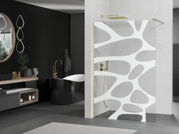 Mexen Kioto paroi de douche Walk-in 120 x 200 cm, motif blanc 8 mm, doré brossé - 800-120-101-55-97