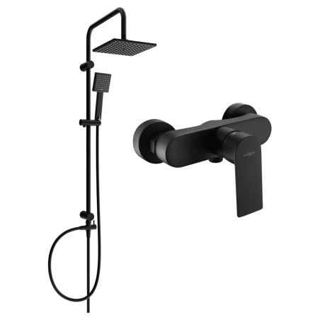 Ensemble de douche apparent Mexen Tord avec pomme haute et robinet de douche Royo, noir - 72240200-70