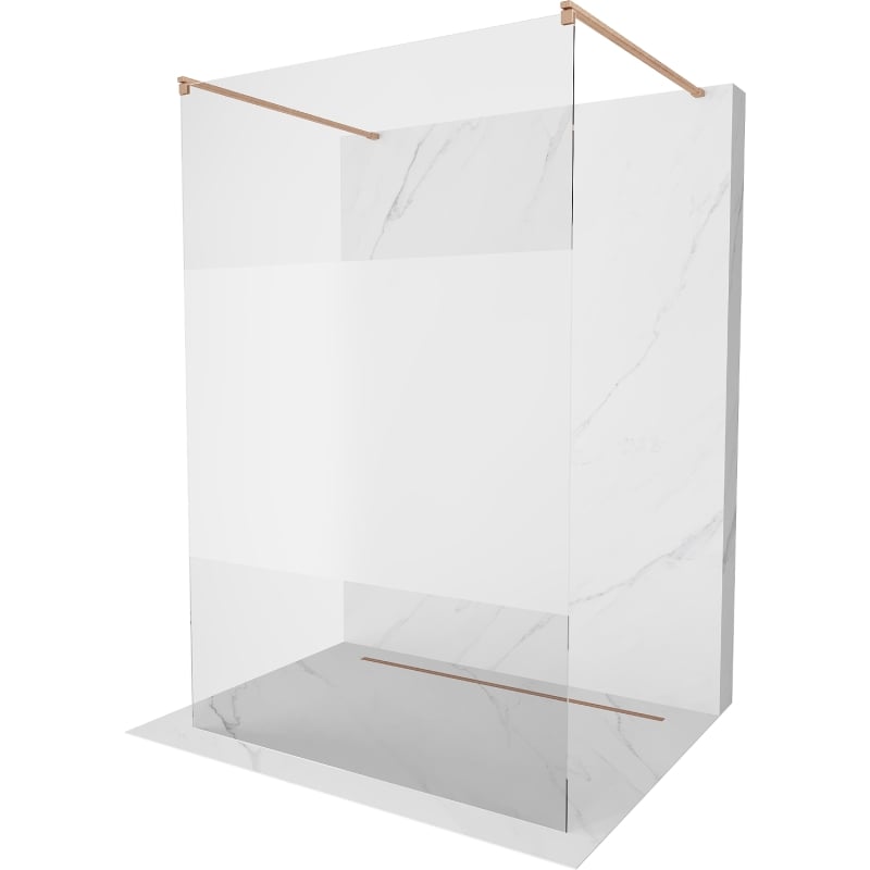 Mexen Kioto paroi de douche autoportante 110 x 200 cm, transparent/givre 8 mm, cuivre brossé - 800-110-002-65-35