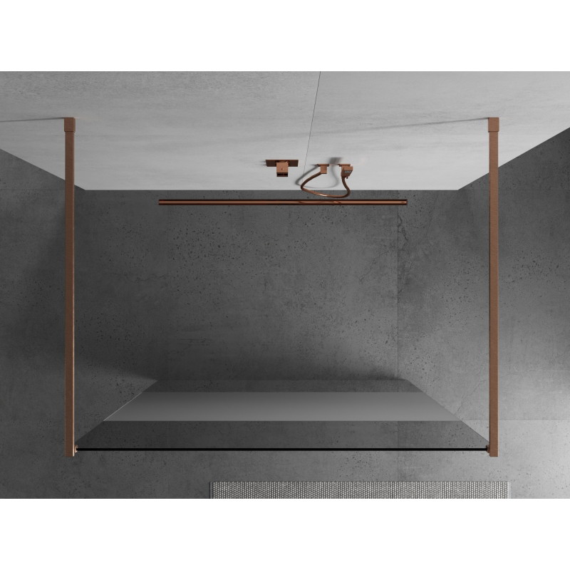 Mexen Kioto paroi de douche autoportante 110 x 200 cm, transparent/givre 8 mm, cuivre brossé - 800-110-002-65-35