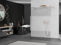 Mexen Kioto paroi de douche autoportante 110 x 200 cm, transparent/givre 8 mm, cuivre brossé - 800-110-002-65-35