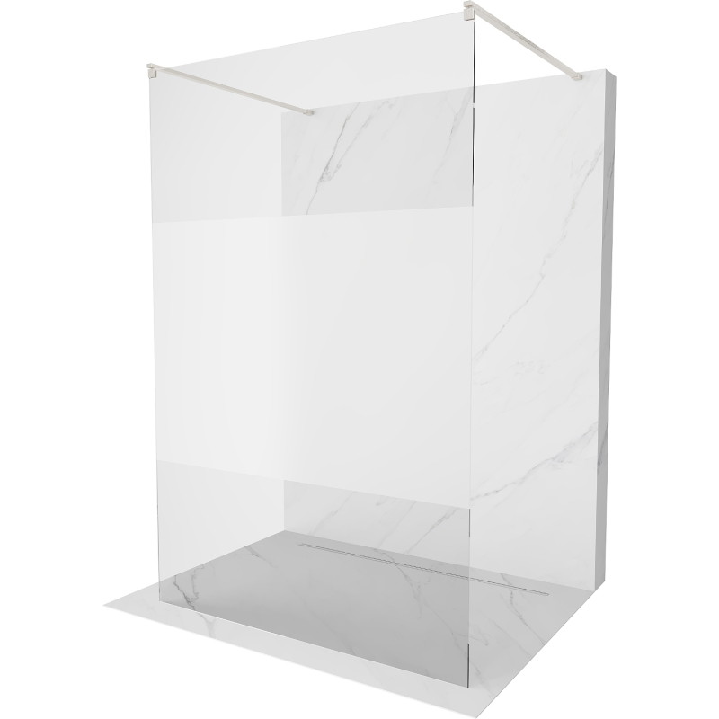Mexen Kioto paroi de douche autoportante 100 x 200 cm, transparent/givre 8 mm, nickel brossé - 800-100-002-97-35