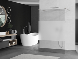 Paroi de douche Mexen Kioto autoportante 110 x 200 cm, transparent/sablé 8 mm, nickel brossé - 800-110-002-97-35