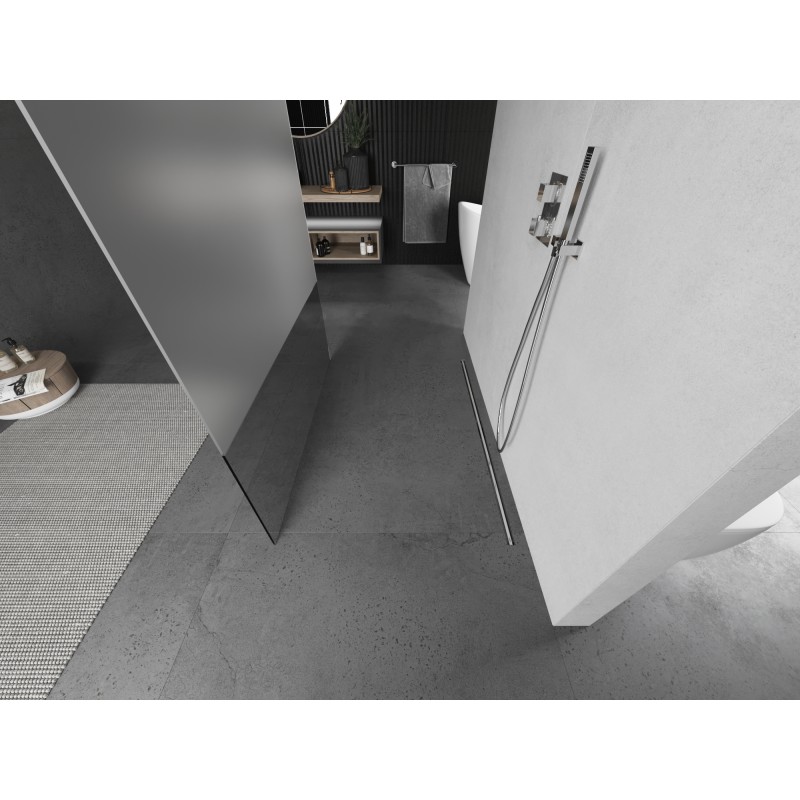 Mexen Kioto paroi de douche autoportante 120 x 200 cm, transparent/givré 8 mm, nickel brossé - 800-120-002-97-35