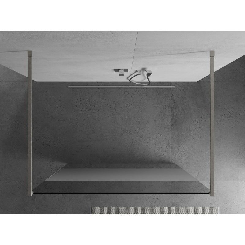 Mexen Kioto paroi de douche autoportante 130 x 200 cm, transparent/givré 8 mm, nickel brossé - 800-130-002-97-35
