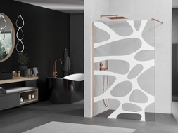 Mexen Kioto paroi de douche Walk-in 80 x 200 cm, vague blanche 8 mm, cuivre brossé - 800-080-101-65-97