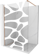 Mexen Kioto paroi de douche Walk-in 80 x 200 cm, vague blanche 8 mm, cuivre brossé - 800-080-101-65-97