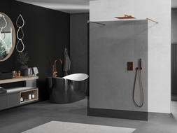 Kioto paroi de douche libre 130 x 200 cm, verre graphite 8 mm, laiton brossé - 800-130-002-65-40