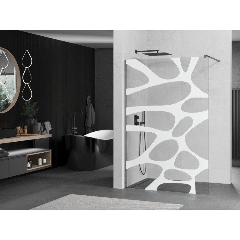 Mexen Kioto paroi de douche Walk-in 90 x 200 cm, vague blanche 8 mm, gris canon brossé - 800-090-101-66-97
