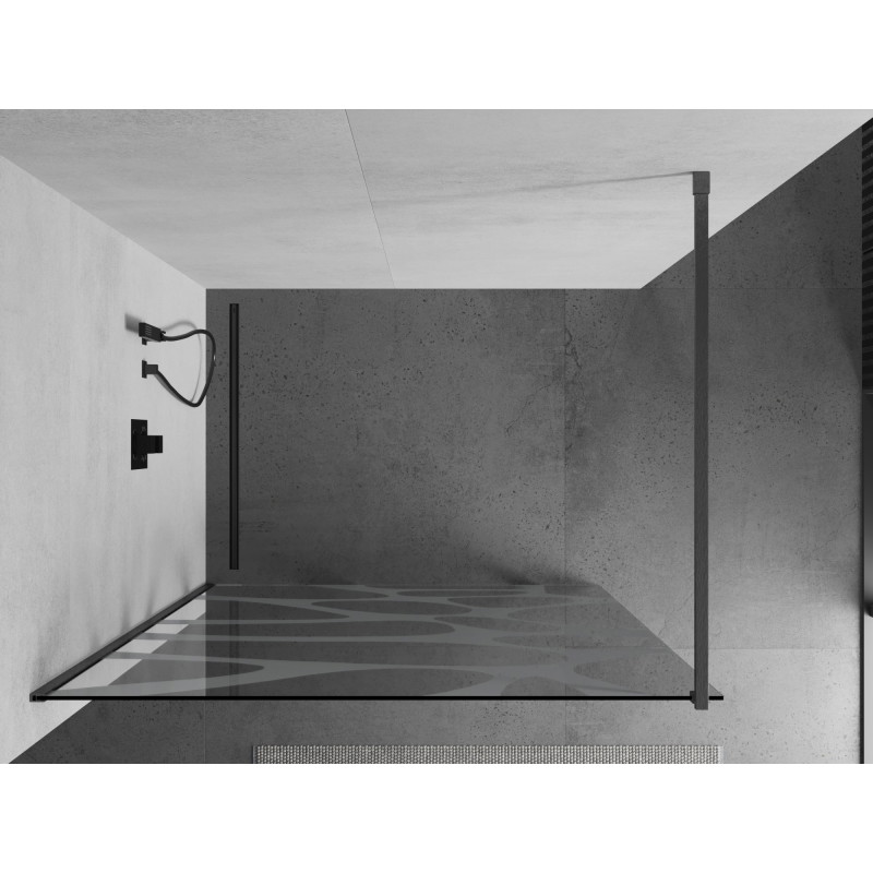 Mexen Kioto paroi de douche Walk-in 90 x 200 cm, vague blanche 8 mm, gris canon brossé - 800-090-101-66-97