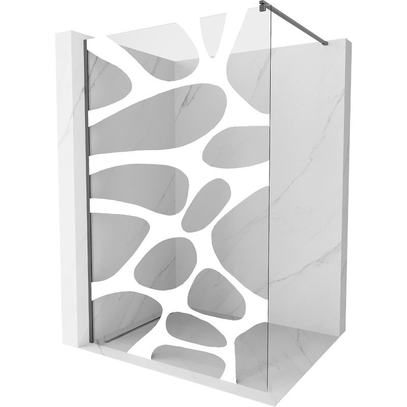 Mexen Kioto paroi de douche Walk-in 90 x 200 cm, vague blanche 8 mm, gris canon brossé - 800-090-101-66-97