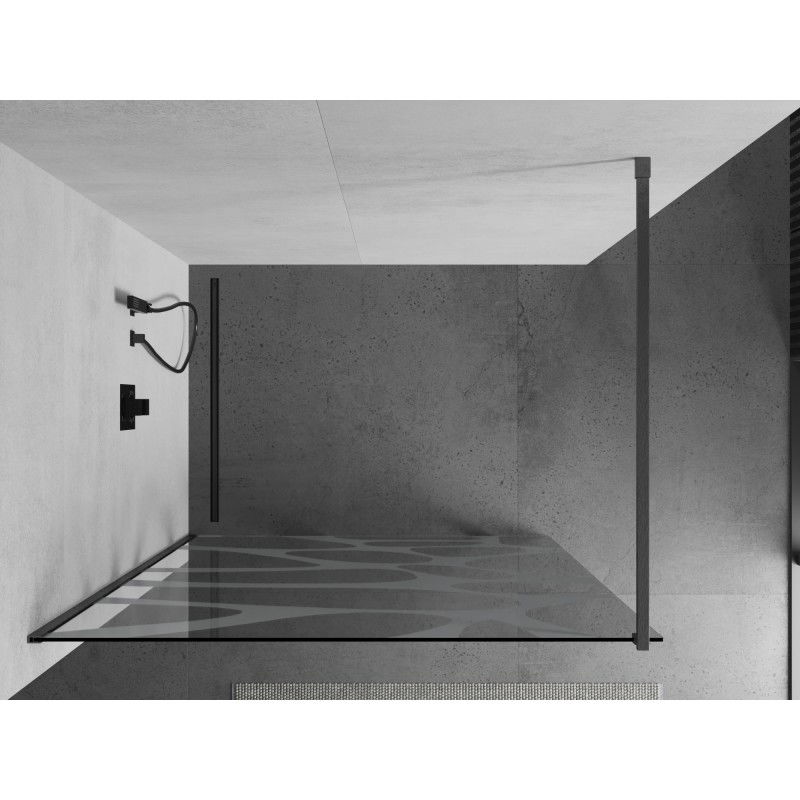 Mexen Kioto paroi de douche Walk-in 100 x 200 cm, vague blanche 8 mm, gris canon brossé - 800-100-101-66-97