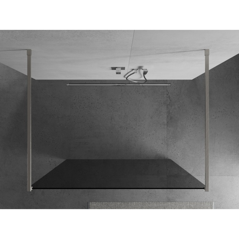 Mexen Kioto paroi de douche autoportante 100 x 200 cm, graphite 8 mm, nickel brossé - 800-100-002-97-40