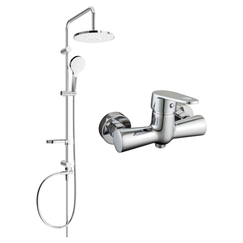 Mexen Erik ensemble de douche en saillie avec pomme de douche et robinet de douche Kama, chromé - 72540205-00