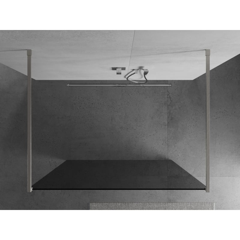 Mexen Kioto paroi de douche autoportante 130 x 200 cm, graphite 8 mm, nickel brossé - 800-130-002-97-40