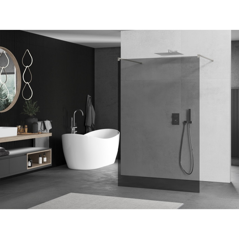 Mexen Kioto paroi de douche autoportante 130 x 200 cm, graphite 8 mm, nickel brossé - 800-130-002-97-40