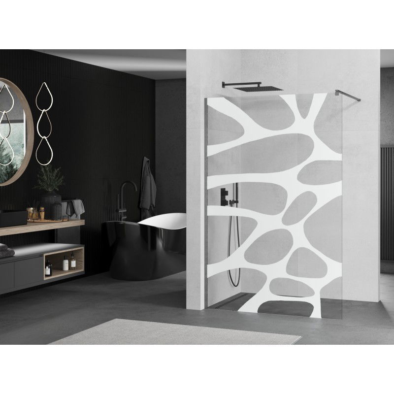 Mexen Kioto paroi de douche Walk-in 130 x 200 cm, vague blanche 8 mm, gris canon brossé - 800-130-101-66-97