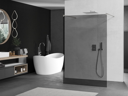 Mexen Kioto paroi de douche autoportante 140 x 200 cm, graphite 8 mm, nickel brossé - 800-140-002-97-40