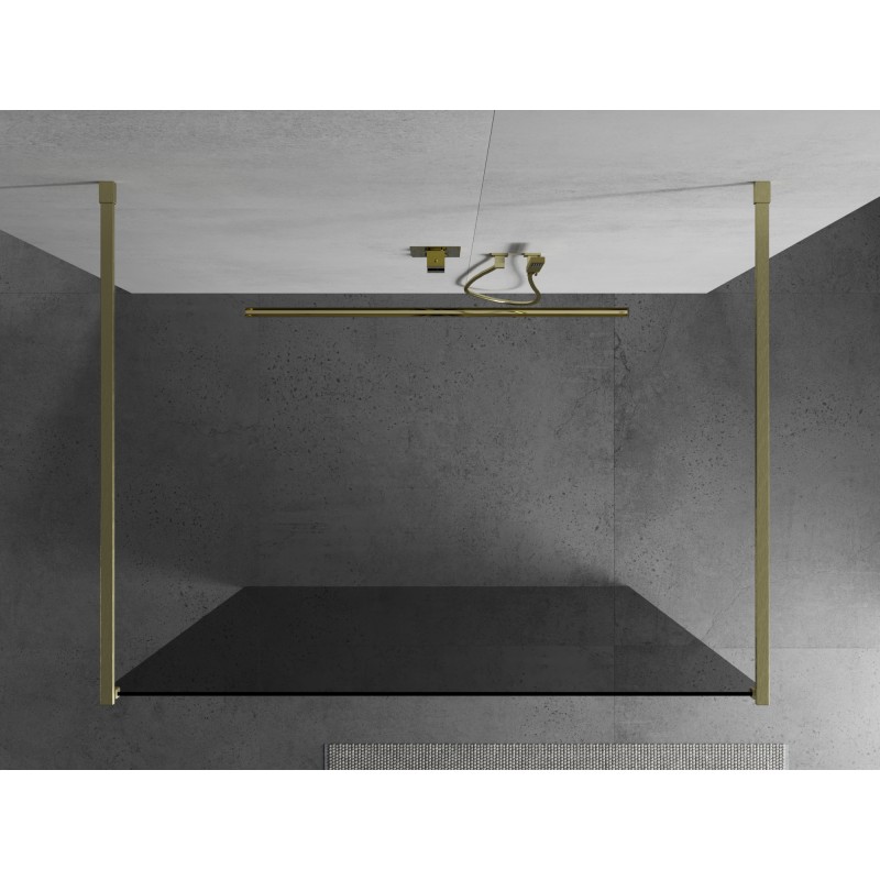 Mexen Kioto paroi de douche autoportante 100 x 200 cm, graphite 8 mm, or brossé - 800-100-002-55-40
