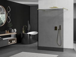 Mexen Kioto paroi de douche libre 110 x 200 cm, graphite 8 mm, doré brossé - 800-110-002-55-40