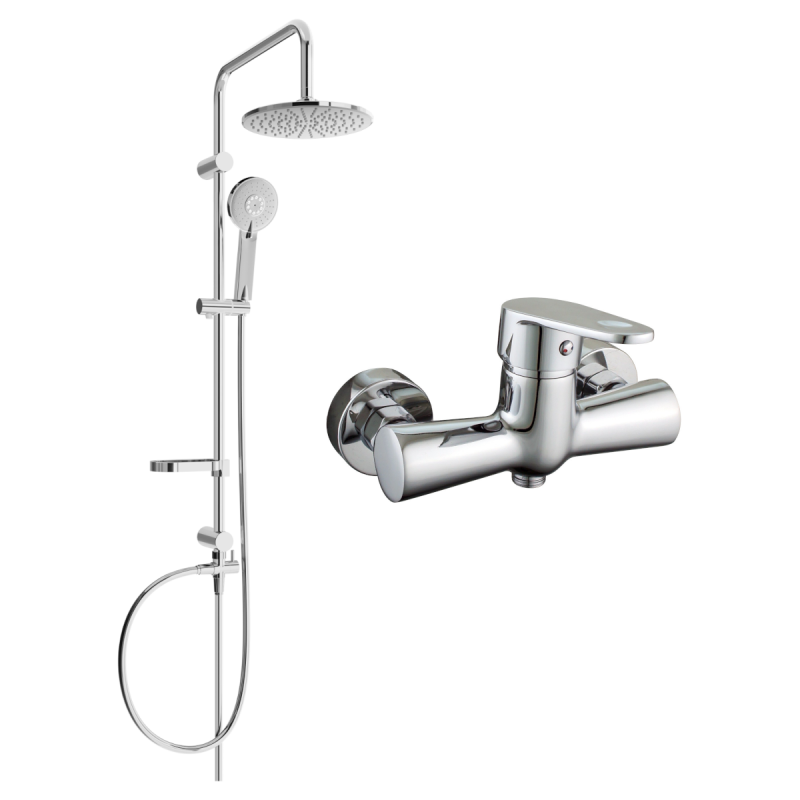 Mexen Carl ensemble de douche en saillie avec pommeau de douche et robinet de douche Kama, chrome - 72540240-00