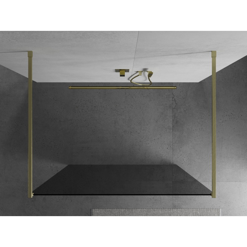 Mexen Kioto paroi de douche autoportante 140 x 200 cm, graphite 8 mm, or brossé - 800-140-002-55-40