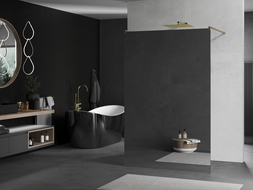 Mexen Kioto cloison de douche autoportante 100 x 200 cm, miroir 8 mm, or brossé - 800-100-002-55-50