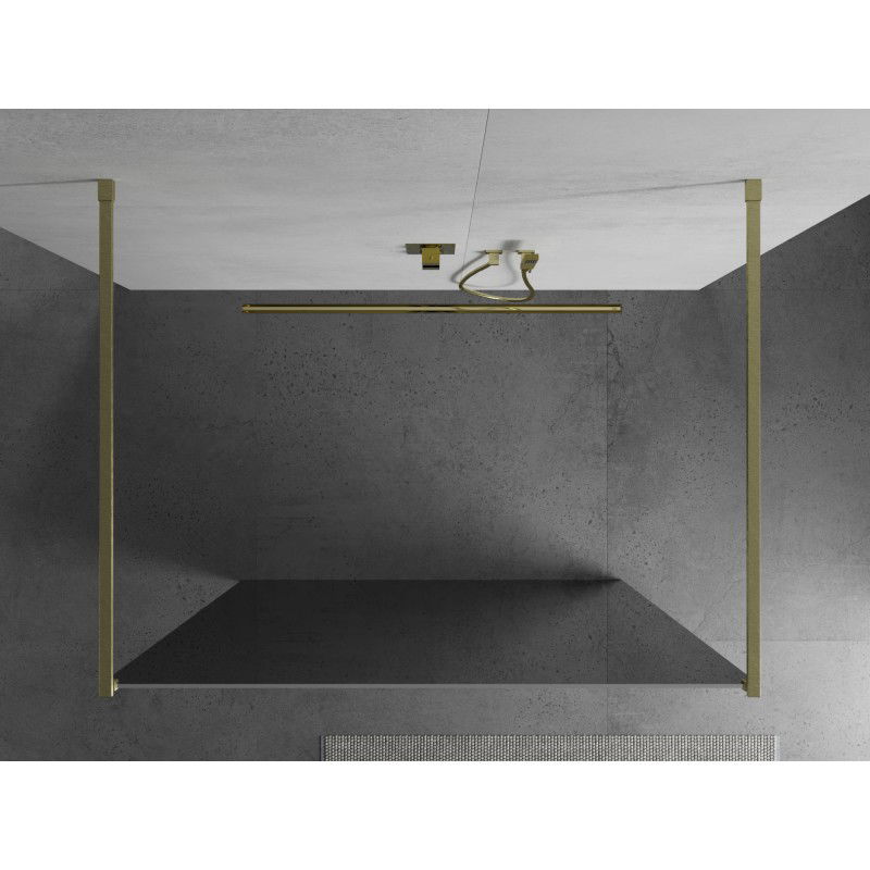 Mexen Kioto cloison de douche autoportante 100 x 200 cm, miroir 8 mm, or brossé - 800-100-002-55-50