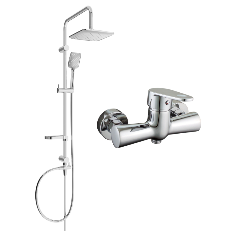 Mexen Sven ensemble de douche en saillie avec pommeau de douche et robinet de douche Kama, chrome - 72540262-00