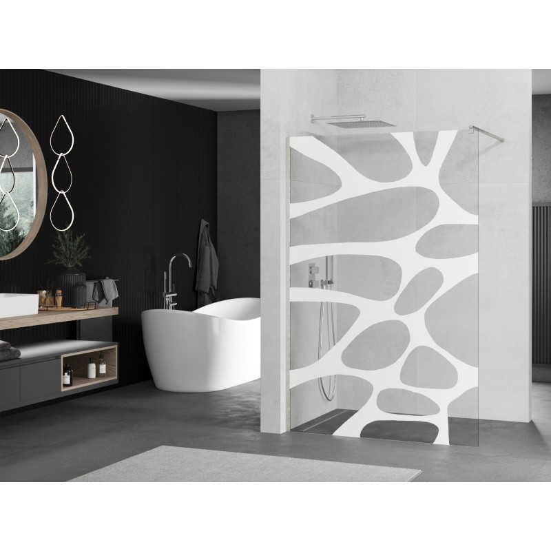 Mexen Kioto panneau de douche Walk-in 120 x 200 cm, vague blanche 8 mm, nickel brossé - 800-120-101-97-97