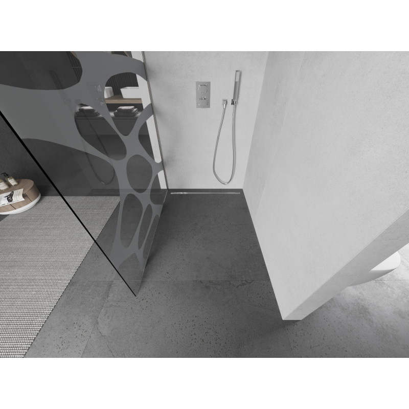 Mexen Kioto panneau de douche Walk-in 120 x 200 cm, vague blanche 8 mm, nickel brossé - 800-120-101-97-97