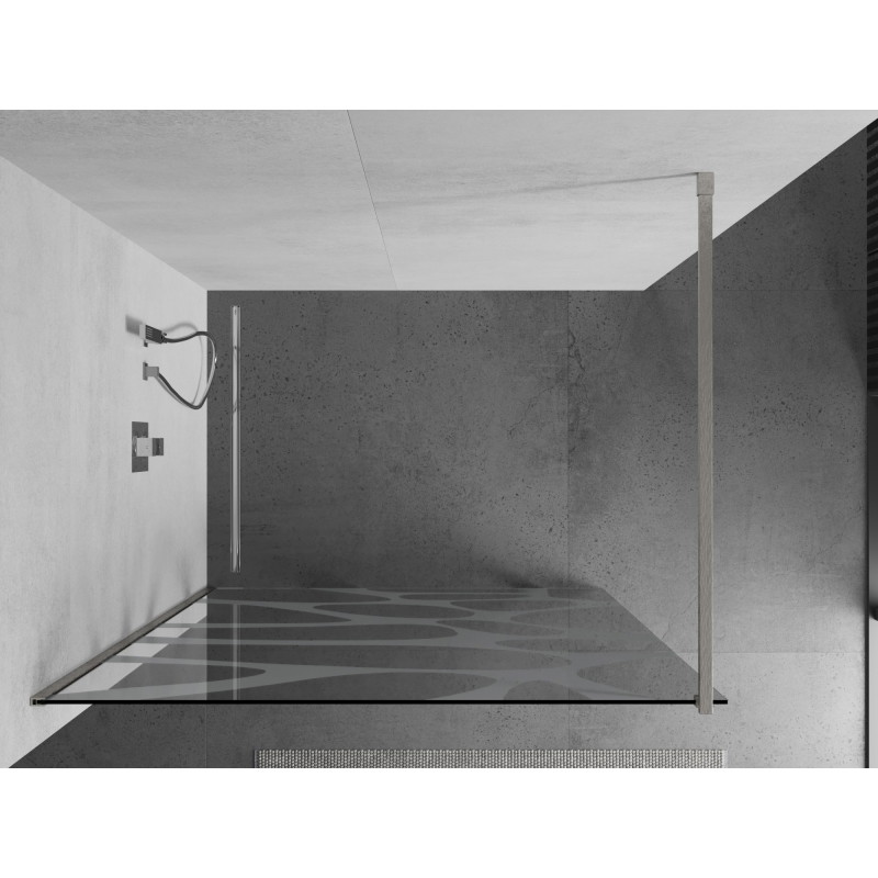 Mexen Kioto panneau de douche Walk-in 120 x 200 cm, vague blanche 8 mm, nickel brossé - 800-120-101-97-97