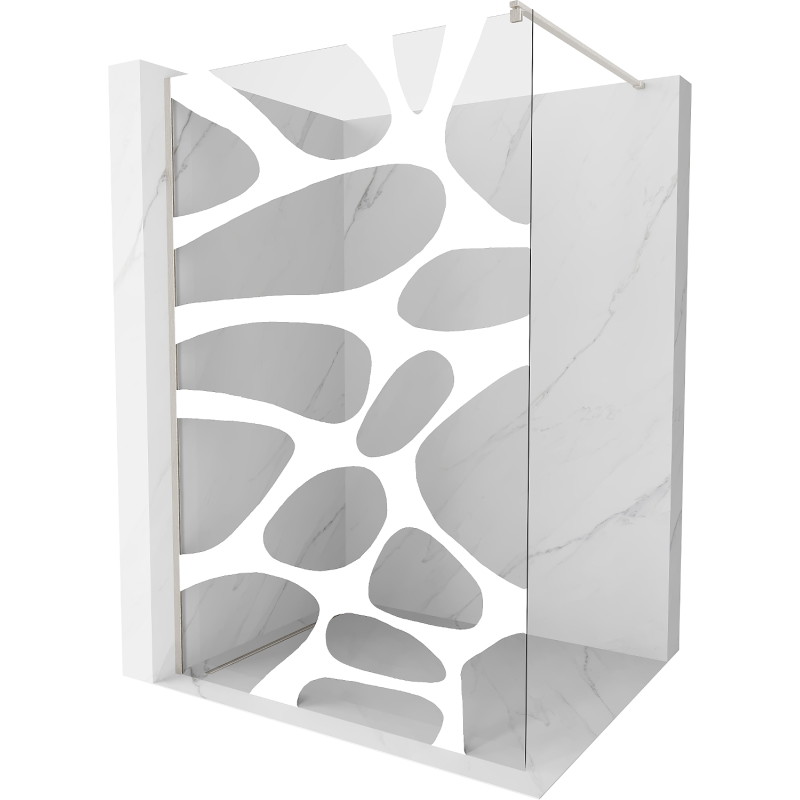Mexen Kioto panneau de douche Walk-in 120 x 200 cm, vague blanche 8 mm, nickel brossé - 800-120-101-97-97