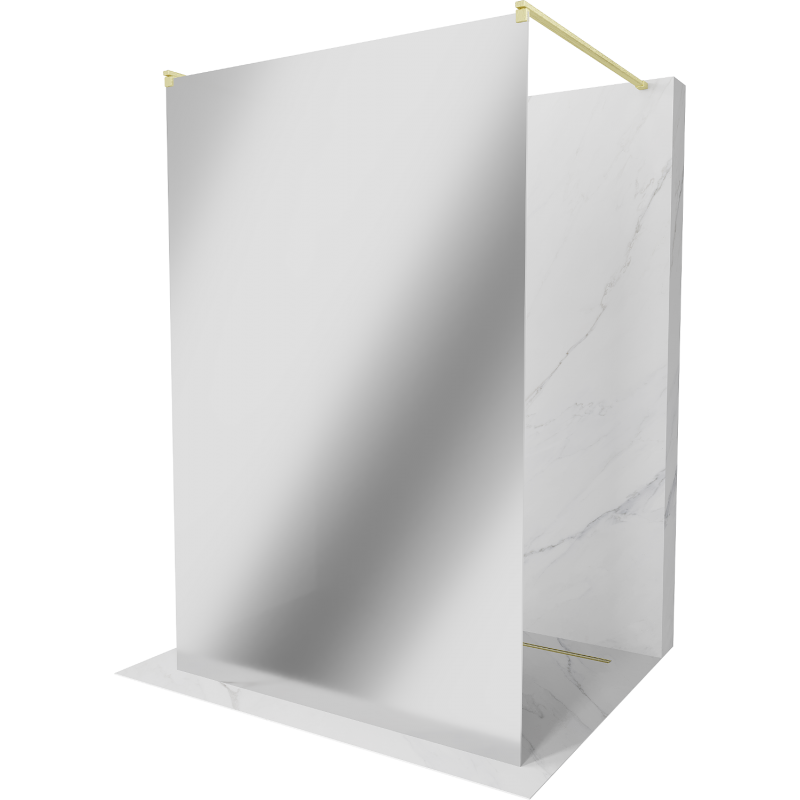 Mexen Kioto paroi de douche autoportante 140 x 200 cm, miroir 8 mm, or brossé - 800-140-002-55-50