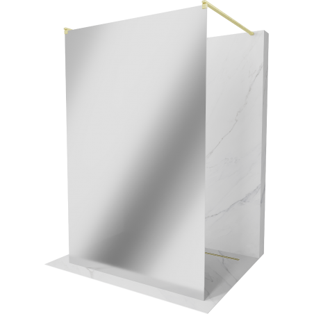 Mexen Kioto paroi de douche autoportante 140 x 200 cm, miroir 8 mm, or brossé - 800-140-002-55-50