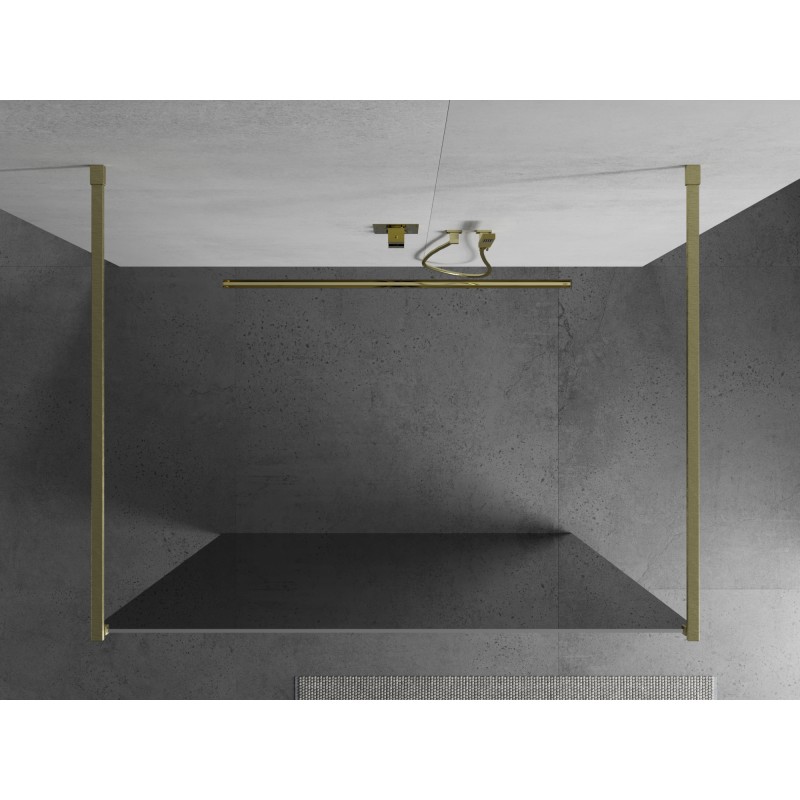 Mexen Kioto paroi de douche autoportante 140 x 200 cm, miroir 8 mm, or brossé - 800-140-002-55-50