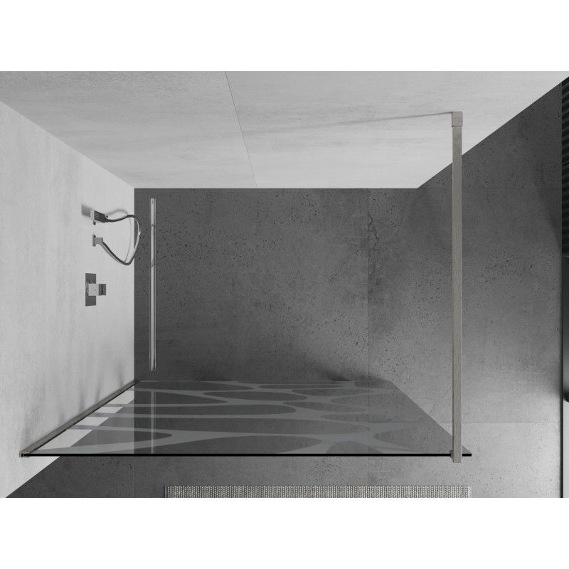 Mexen Kioto paroi de douche Walk-in 130 x 200 cm, vague blanche 8 mm, nickel brossé - 800-130-101-97-97