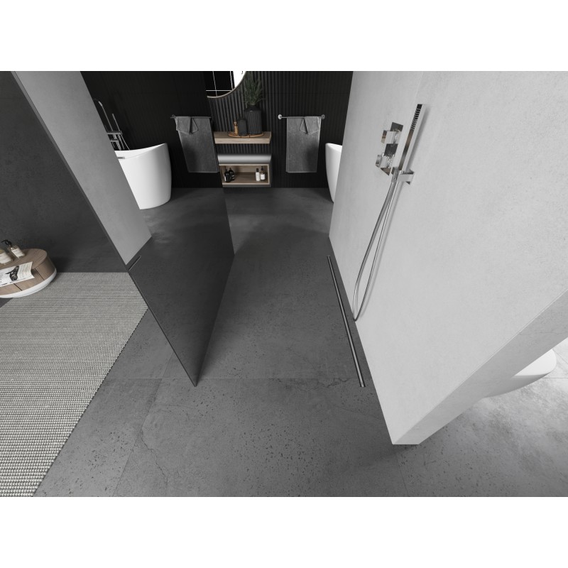 Mexen Kioto paroi de douche autoportante 100 x 200 cm, miroir 8 mm, nickel brossé - 800-100-002-97-50