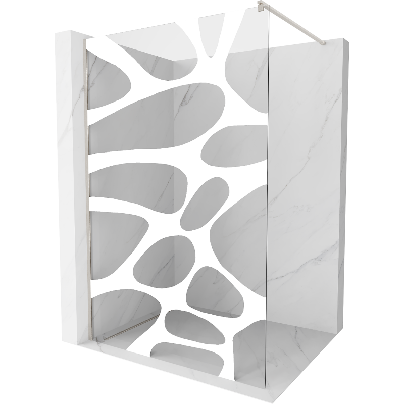 Mexen Kioto paroi de douche Walk-in 140 x 200 cm, motif blanc 8 mm, nickel brossé - 800-140-101-97-97